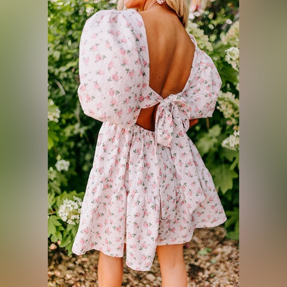 Mable x Böhme Floral Puff Sleeve Babydoll Dress – Size M - Picture 3 of 11